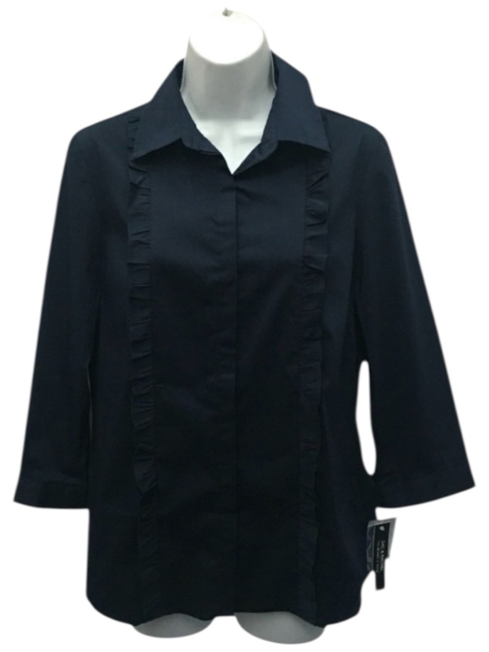 Zac & Rachel Ruffled Button Down Stretch Top Shirt - Women’s Small NWT
